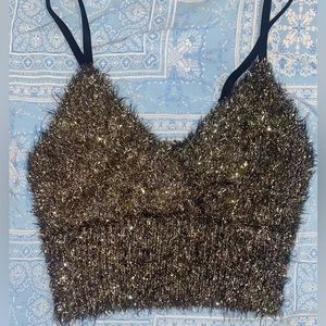 REHAB sparkle wool crop top